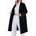 thumbnail image 2 of Women'S Solid Color Long Sleeve Velvet Jacket Open Front Casual Suit Cardigan Mid-Length Coat Black L, 2 of 10