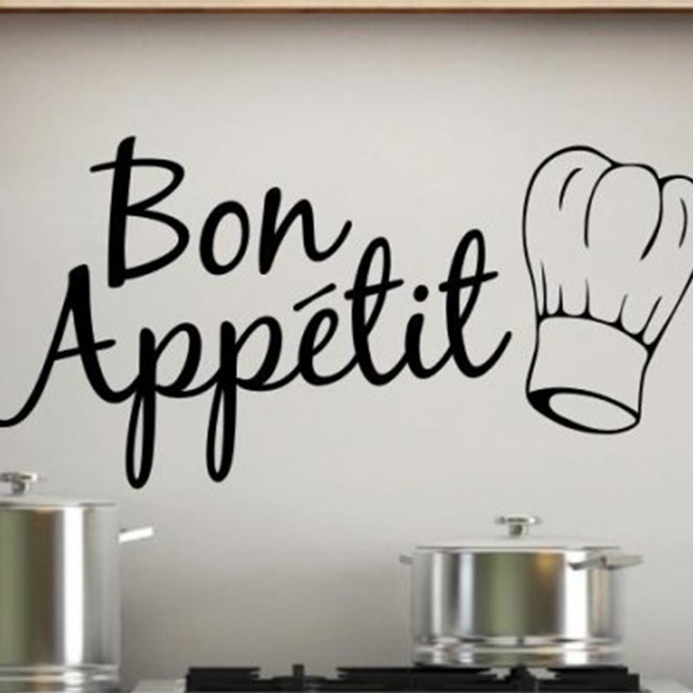 Cheers.US Bon Appetit Spoon Kitchenware Quote Wall Decal, Removable  Waterproof Vinyl Kitchen Home Decor, DIY Art Mural for Restaurant Dining  Room ...