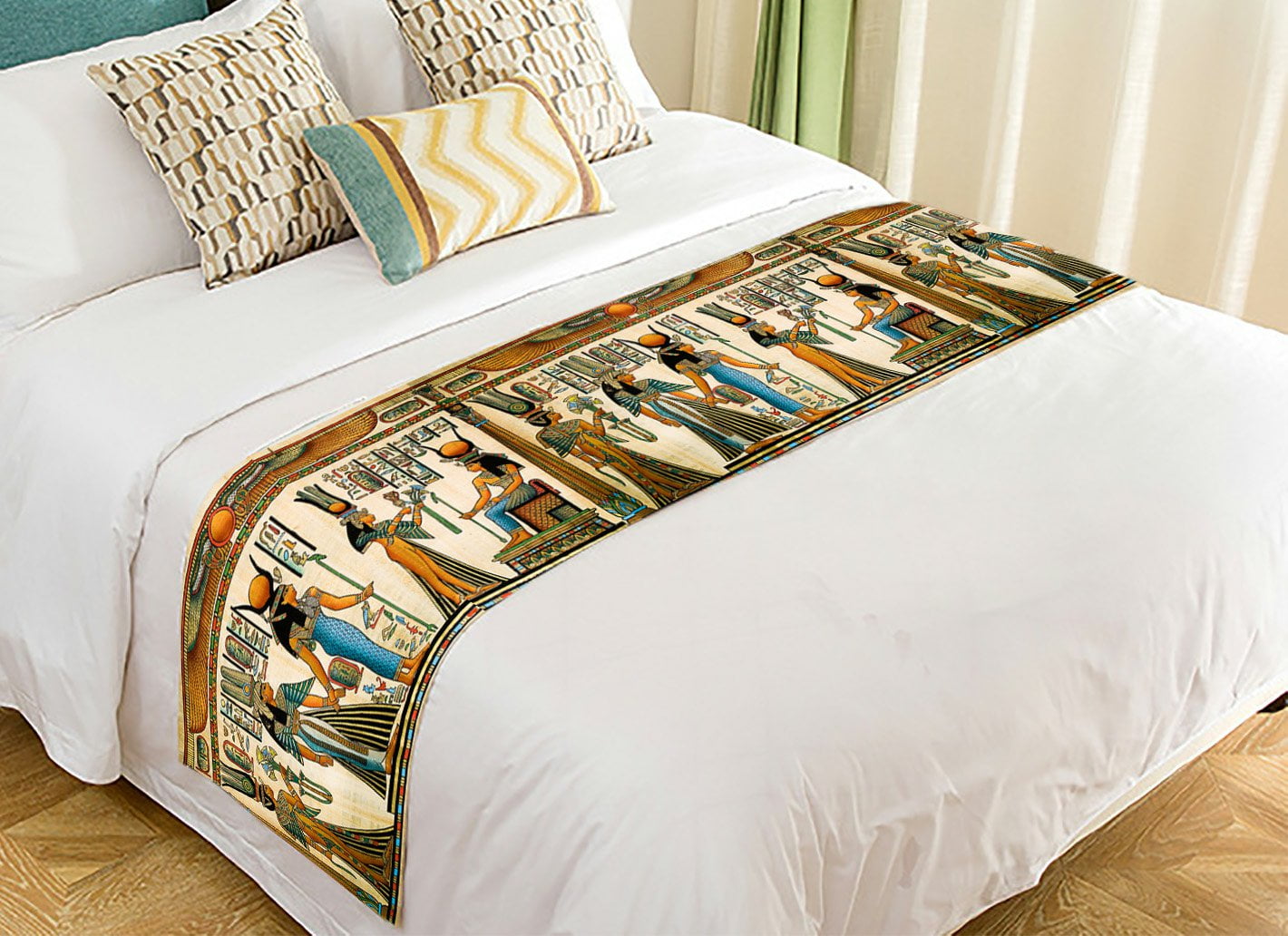 GCKG African Design Bed Runner, Egyptian Queen Ancient Bed Runners