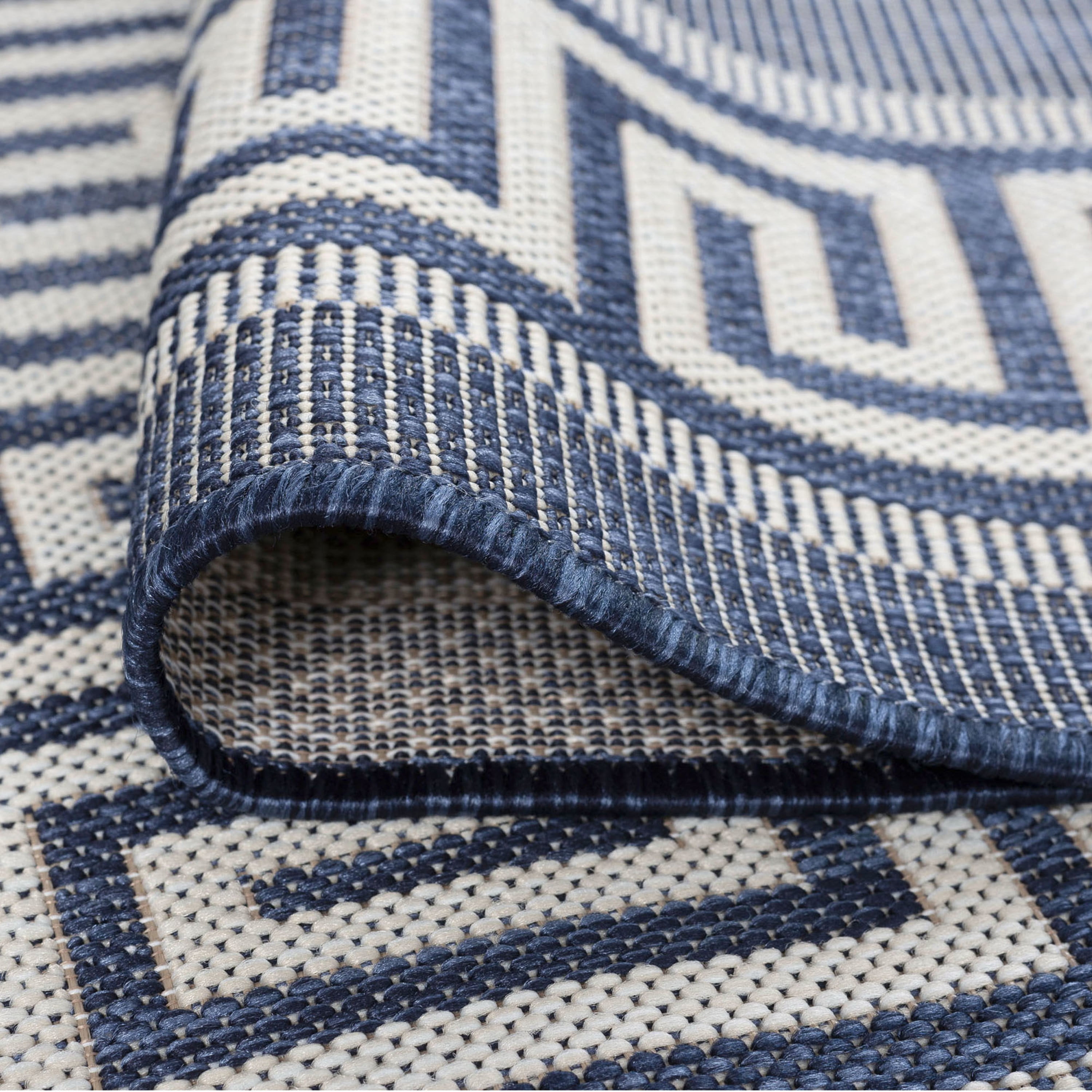 5x8 Water Resistant, Indoor Outdoor Rugs for Patios, Front Door Entry, Entryway, Deck, Porch, Balcony | Outside Area Rug for Patio | Navy, Greek Key | Size: 5'3'' x 7'3''