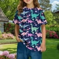 thumbnail image 2 of SGFCWSX Girls Short Sleeve T Shirts, Kids Dinosaur Print Crewneck Tees Summer Casual Tops Blue Size 4-5 Years, 2 of 6