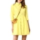 thumbnail image 2 of Vestido de camisa para mujer Inspire Chic de manga 3/4, con botones, mini vestido, amarillo limón, talla S, 2 of 7