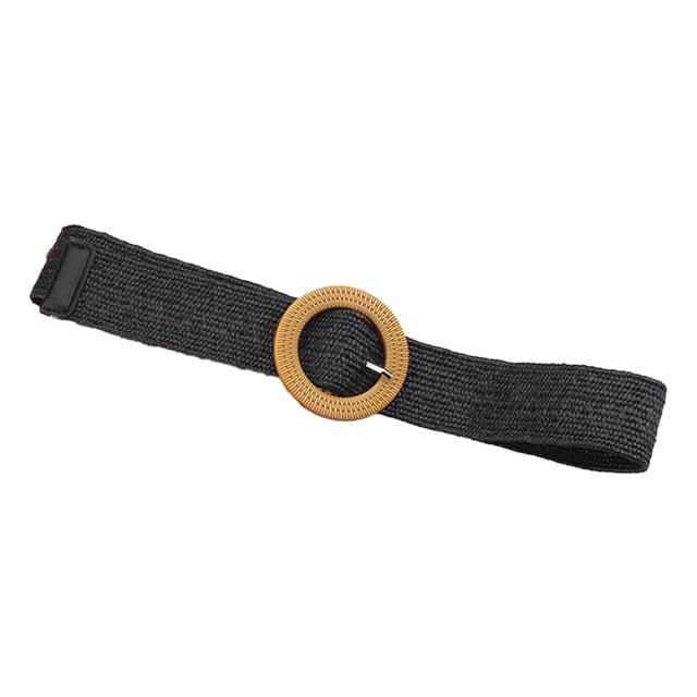 Ceinture Tressée à Paillettes Mode Élastique Universelle Multicolore Serre-Joint Sangle d'Étirement Accessoires Saint-Valentin Ceintures de Robe pour Femmes Ronde/noire