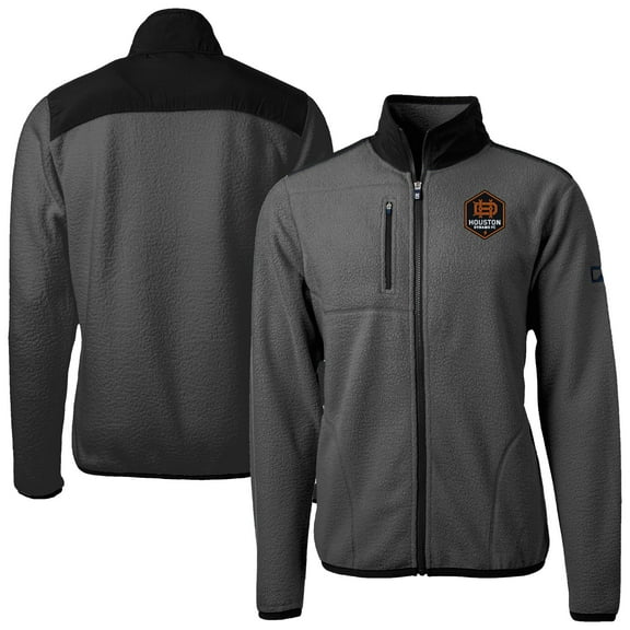 Men's-Cutter & Buck Gray Houston Dynamo FC Cascade Eco Fleece Full Zip Jacket