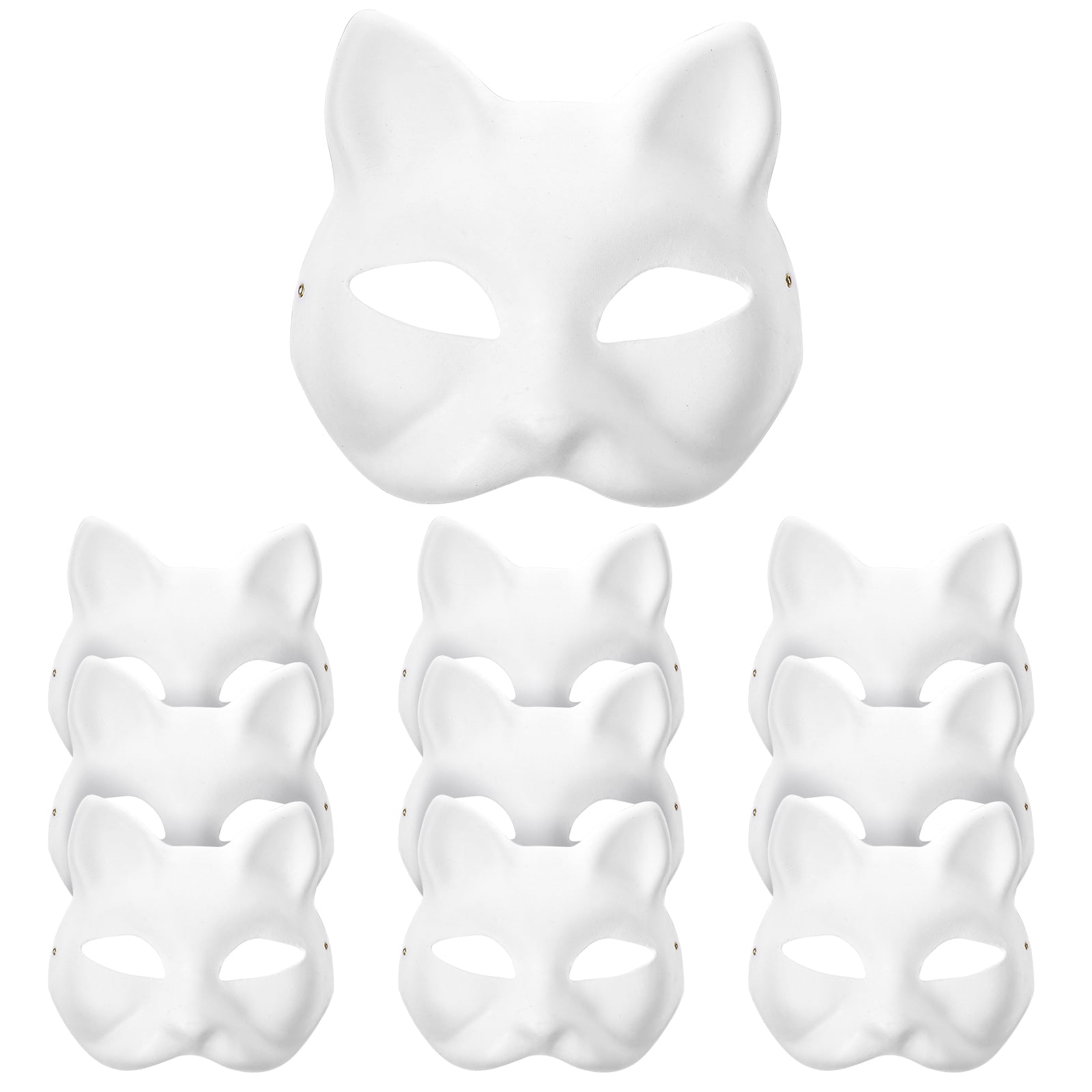 10pcs Masquerade Cat Face Masks DIY Party Masks Props Paintable Blank ...