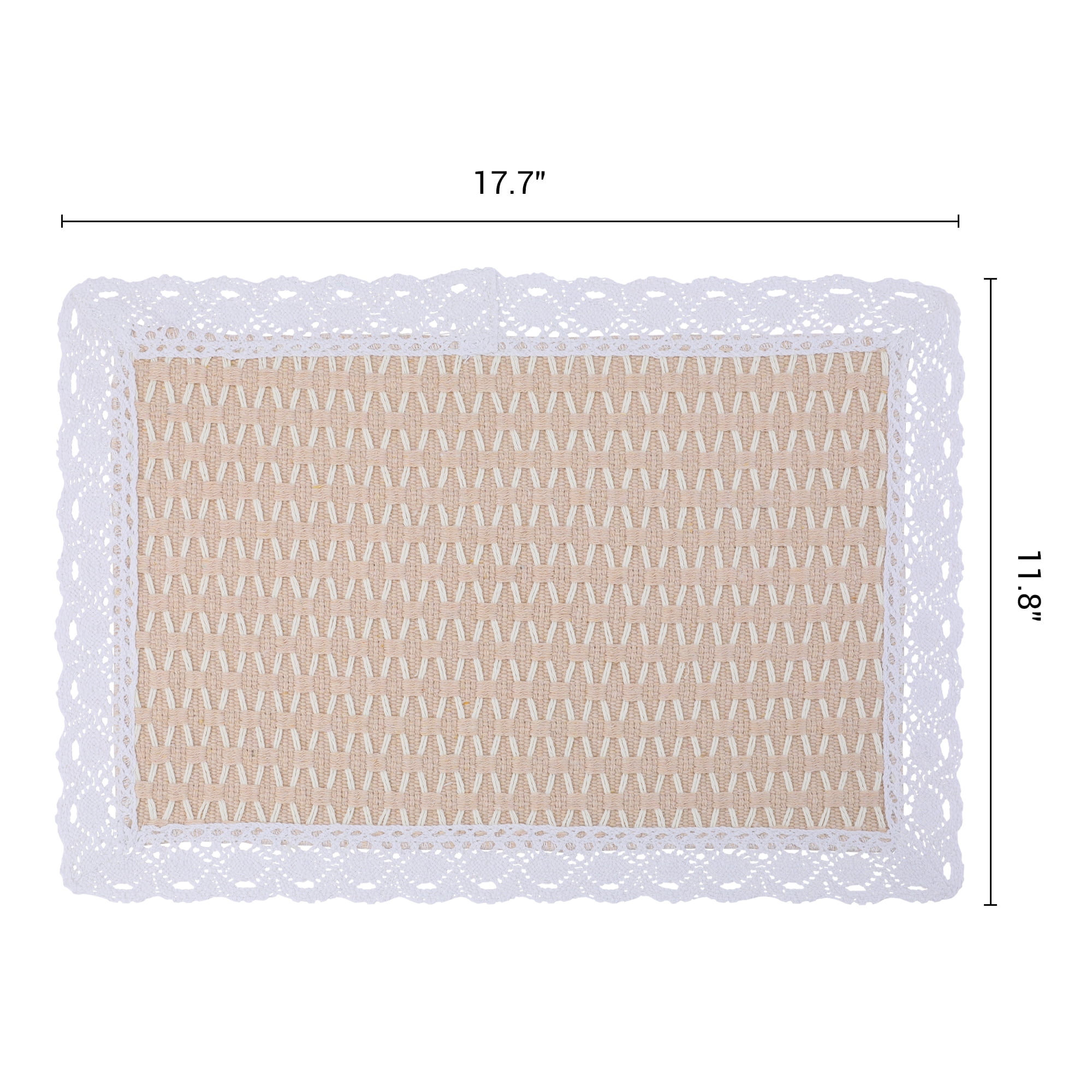 Unique Bargains Rustic Set of 4 Rectangle Woven Placemats Apricot 17.7x11.8inch