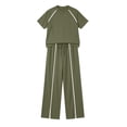 thumbnail image 7 of Stamzod 2 Piece Matching Summer Sweatsuit Lounge Set Short Sleeve Tops and Wide Leg Pants Sets Travel Airport Outfits Army Green M, 7 of 7
