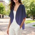 thumbnail image 2 of BODOAO Kimono Cardigans for Women Women's Chiffon Short Sleeve Open Front Cardigan Lightweight & Breathable Summer Cover Up for Casual & Wear Bk1 L, 2 of 7