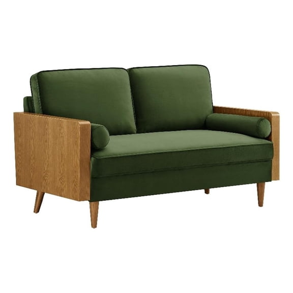 Maklaine Vegan Leather Moss Green Loveseat Rectangular 61" Unassembled