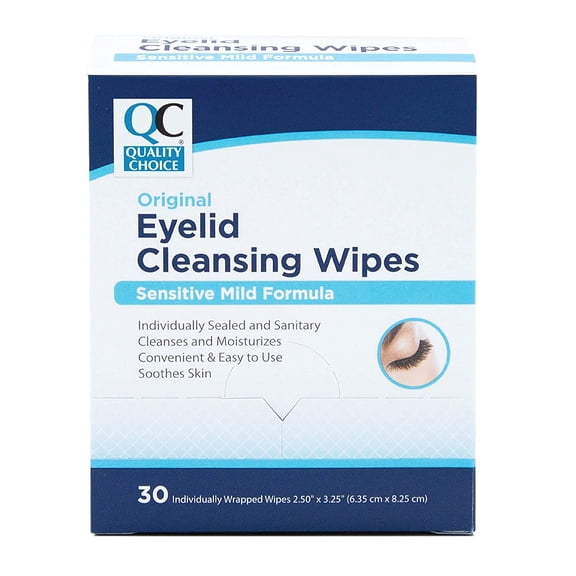 Quality Choice Eyelid Cleansing Wipes, Sensitive Mild Formula, 30ct