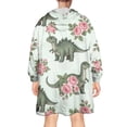 thumbnail image 2 of Wearable Oversized Blanket,LightGreen Dinosaurs Floral Pattern Wearable Blanket Hoodie for Adults,Cozy Hooded Blankets with Super Pockets,Super Warm Fuzzy Pullover for Women & Men, 2 of 6