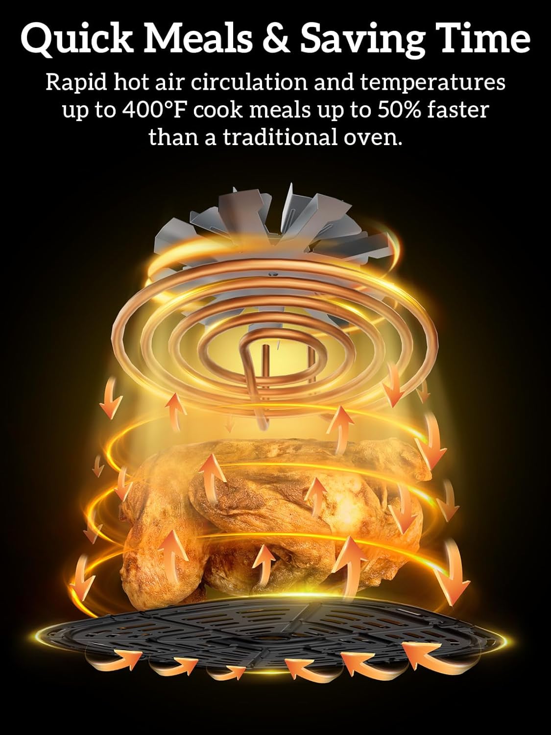 Air Fryer Oven 5.5Qt, 6 Presets Digital Display Compact Cooker,Space-saving, Nonstick & Dishwasher Safe Basket, Stainless Steel,Kitchen Elite