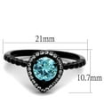 thumbnail image 2 of IP Black(Ion Plating) Stainless Steel Ring with AAA Grade CZ in Sea Blue for Women Sea Blue Stone Color Style TK2364 Size 8, 2 of 4
