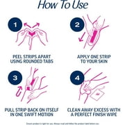 VEET Sugar Wax Strips For Womens Body Hair Removal, Bikini Hair Removal Kit, Pubic, Dermatologically Tested For Body & Intimate Areas, 40ct Wax Strips with Shea Butter & 4ct Wipes