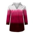 thumbnail image 5 of IROINNID Savings Women's Long Sleeve V-Neck Shirts Cool Shirts for Women Leisure V-Neck Three Quarter 3/4 Sleeve T Shirt Autumn Printing Blouse Tops Sweatshirt,Hot Pink, 5 of 6