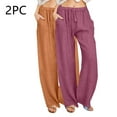 thumbnail image 2 of LLYwey Flare Pants for Women Ladies Casual Trousers Solid Drawstring Waist Long Pants with Pocket New Full Length Pants Regular Fitted Pinky S, 2 of 7