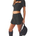 thumbnail image 4 of Gupgi Low Waist Mini Skirts for Women Button Pleated A-Line Short Skirts, 4 of 9