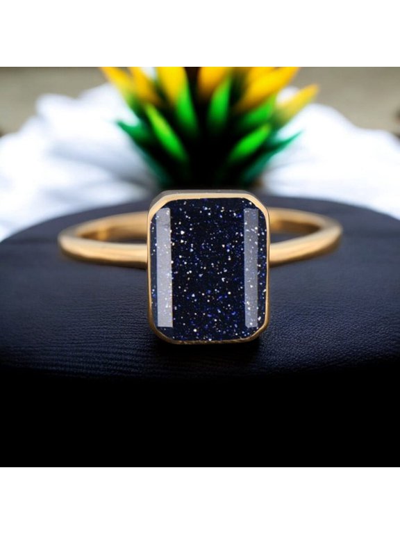 10x8MM / 4Ct Emerald Cut Night Galaxy Ring- Solitaire Bezel Set Proposal Ring Alternative Fine Women Jewelry Blue Gemstone Ring Christmas Gift For Wife