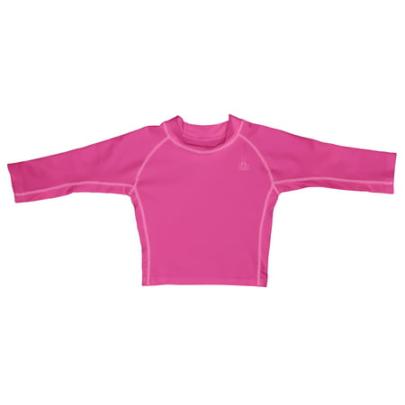 Iplay Long Sleeve Rashguard Top, Swim Shirt or Sun Shirt for Best Sun Protection Rash Guard UPF 50+ Solid Color T-Shirt for Baby Girls Hot Pink For Newborns, Babies, and Infants 6