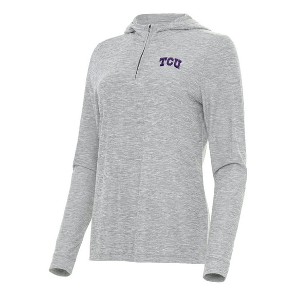 Women's Antigua  Heather Gray TCU Horned Frogs Daybreak Quarter-Zip Hoodie