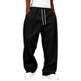 thumbnail image 2 of Evdexr Corduroy Pants Mens Drawstring Baggy Sweatpants Fall Winter Hip Hop Travel Pants Loose Fit Breathable Solid Color Trousers with Pockets 3XL, 2 of 6