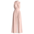 thumbnail image 5 of Women's Sleeveless Neck Wide Leg Jumpsuit Summer Casual Flowy Long Pant Solid Piece Pink XL, 5 of 5