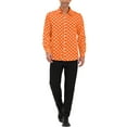 thumbnail image 2 of Unique Bargains Men's Long Sleeve Button Slim Polka Dots Shirt 34 Orange, 2 of 6