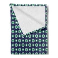 thumbnail image 2 of Navy Blue Soft Flannel Fleece Throw Blanket, Floral and Point Design with Green Round Abstract Pattern Print, Cozy Plush for Indoor and Outdoor Use, 50" x 70", Navy Green and White, by Ambesonne, 2 of 5
