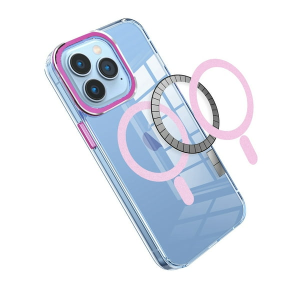 For Apple iPhone 11 Pro Max Clear Transparent Matching Circle Design Hybrid TPU Hard [Support Magsafe Charger] Cover ,Xpm Phone Case [ Pink ]