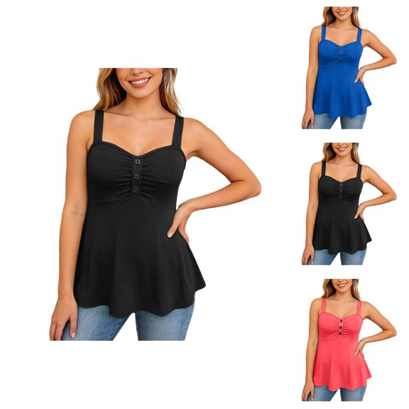 Peplum Tops for Women 2026 Summer Sleeveless Shirts Sweetheart Neck Flowy Tank Tops Dressy Casual Blouse