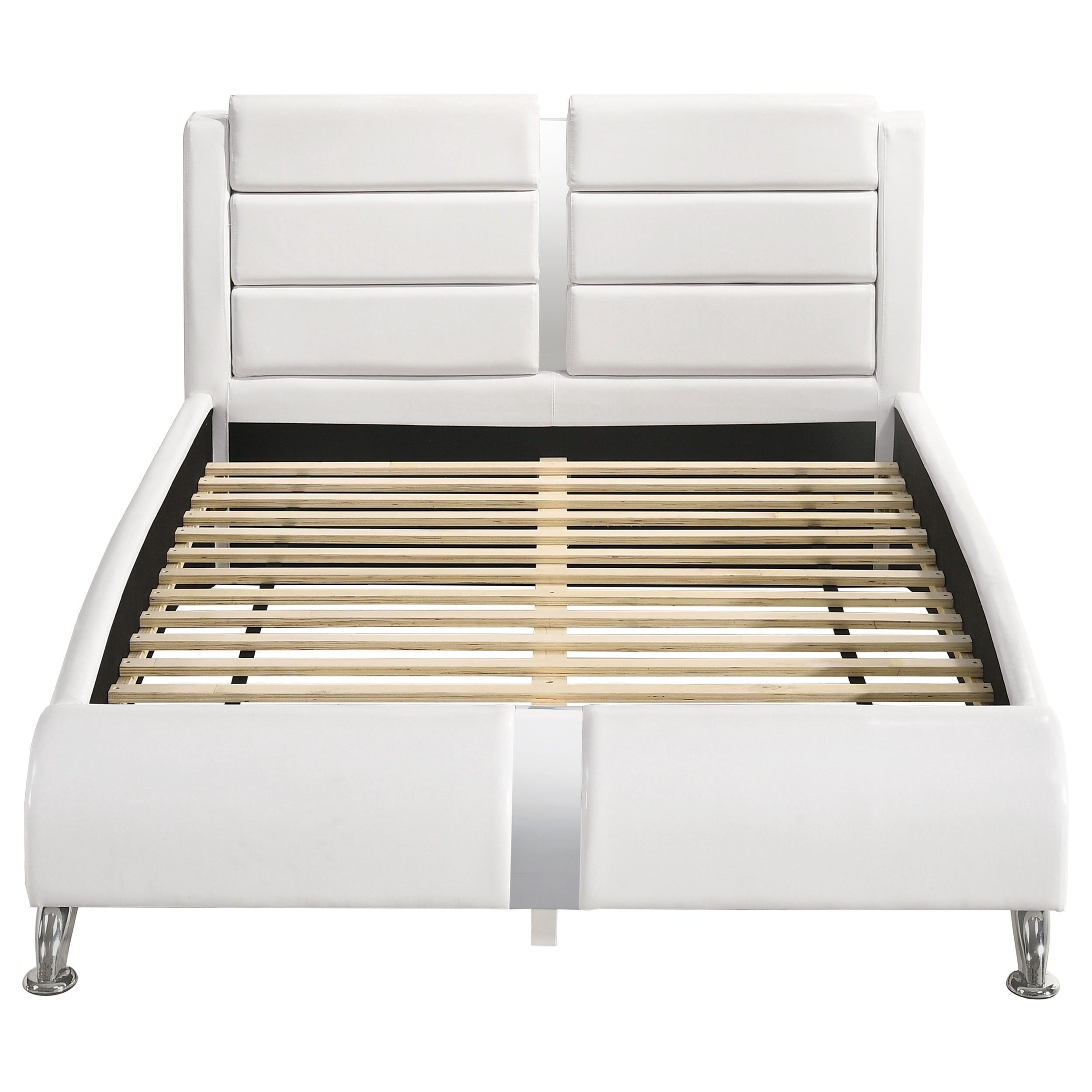 Jeremine Eastern King Faux Leather Bed, In White For Adults