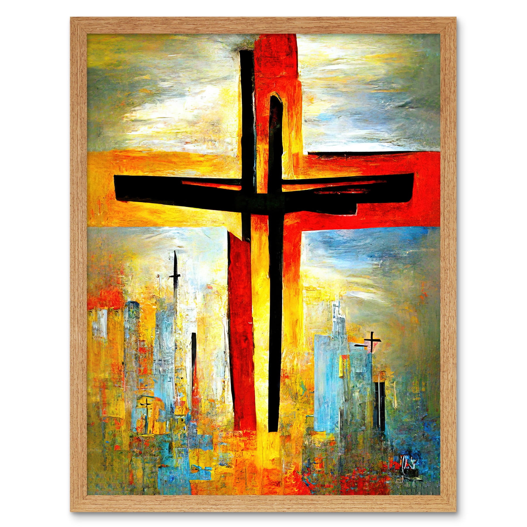 Christianity Modern Cross Acrylic Art Print Framed Poster Wall Decor
