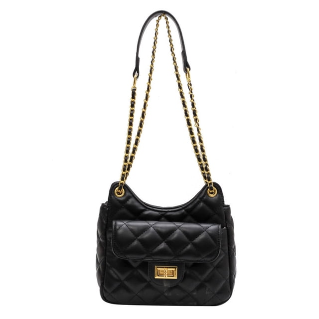 Bolso bandolera pequeño con cadena de diamantes, estilo cubo, de PU, para mujer, para viajes diarios, color negro