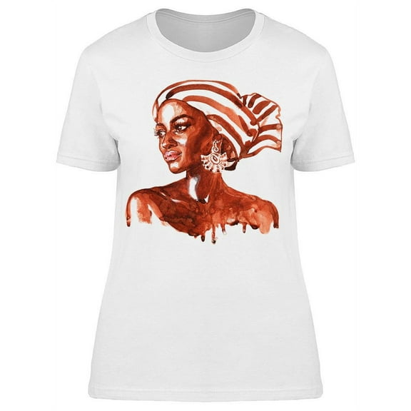 Gorgeous Black Woman Watercolor T-Shirt Women -Image by Shutterstock, Female XX-Large