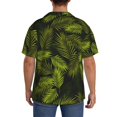 thumbnail image 5 of Gaeub Tropical Palm Leaves Fern Leaf Men's Lapel Short Sleeve Shirt, Relaxed Fit Shirt, Soft and Breathable for Outdoors Party Travel - Large, 5 of 7