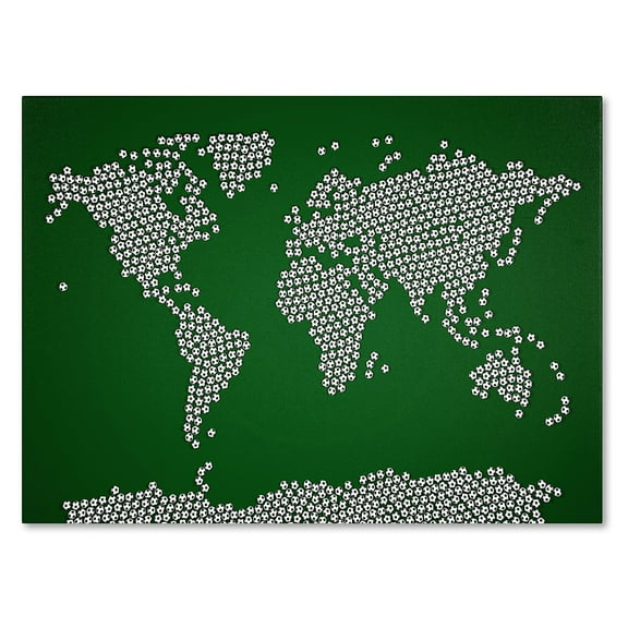 Trademark Art 'Soccer Balls World Map' Canvas Art by Michael Tompsett