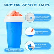 Slushie Cup Maker Squeeze, DIY Quick Frozen Magic Cup Slushy Maker Cup With Lids And Straws For Kids & Adults (Blue)