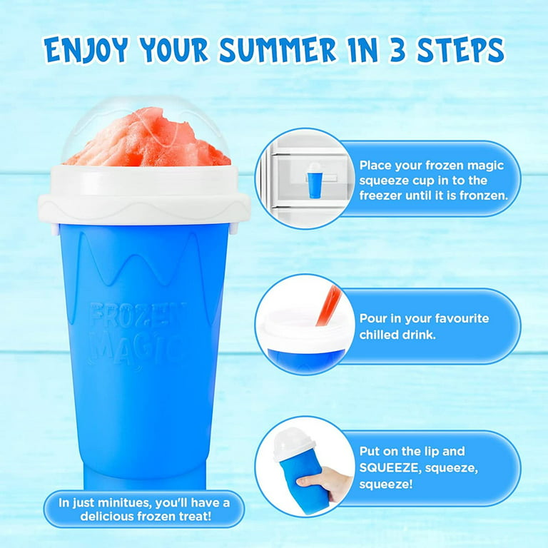 Slushie Cup Maker Squeeze, DIY Quick Frozen Magic Cup Slushy Maker Cup With  Lids And Straws For Kids & Adults (Blue) 