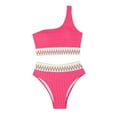thumbnail image 2 of qelini Two Piece Swimsuits for Women High Waist Bikini Set One Shoulder Solid Color Swimwear Summer Vocation, 2 of 5