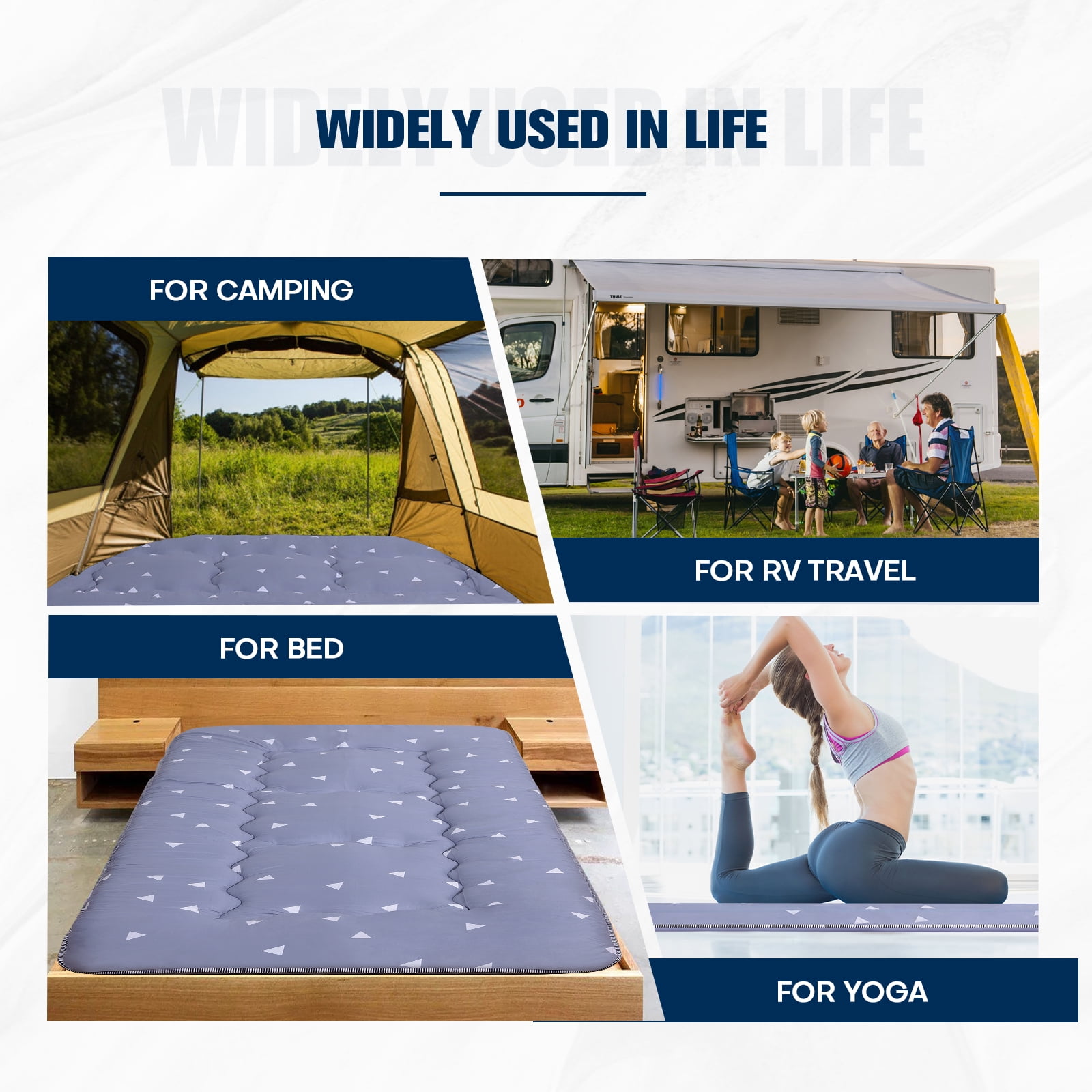 Lovote 4" Thick Floor Mattress - Japanese Futon Tatami Pad, Roll-Up Sleeping Mat for Guest/Bedroom