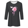 thumbnail image 4 of Jsaierl Women's Breast Cancer Shirts Pink Ribbon Graphic Tees Trendy 3/4 Sleeve Tops Dressy Casual Tunic Blouses Hope and Support T Shirts, 4 of 4