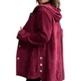 thumbnail image 3 of Chaqueta de Otoño para Mujer con Capucha, Informal, con Botones, Larga, Holgada, de , con Bolsillos. Vino Tinto L, 3 of 7