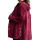 thumbnail image 3 of Chaqueta de Otoño para Mujer con Capucha, Informal, con Botones, Larga, Holgada, de , con Bolsillos. Vino Tinto XL, 3 of 7