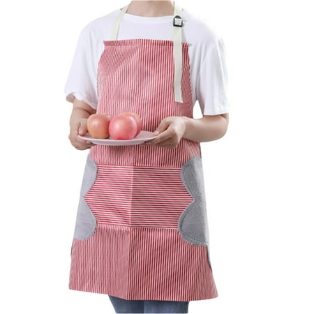 

LSFYSZD Adults Cooking Apron Stripe Chef Kitchenware Big Pocket Long Adjustable Strap Ties Bib Kitchen Tool