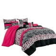 thumbnail image 2 of HIG 7 Pieces Leopard Print Comforter Set Color Block Patchwork Bed in A Bag, Pink and Black, Queen, 2 of 4