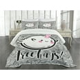 thumbnail image 3 of Ambesonne Narwhal Quilted Bedspread Set 3 Pcs, Abstract Whale Motif, King Size, Pink Black White, 3 of 5