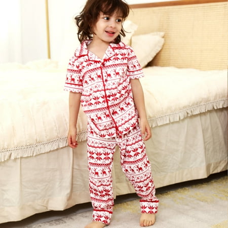 

Jialili Christmas Parent-Child Wear Elk Print Family Pajamas Home Service Parent-Child Suit Kid Red 8-9 Y
