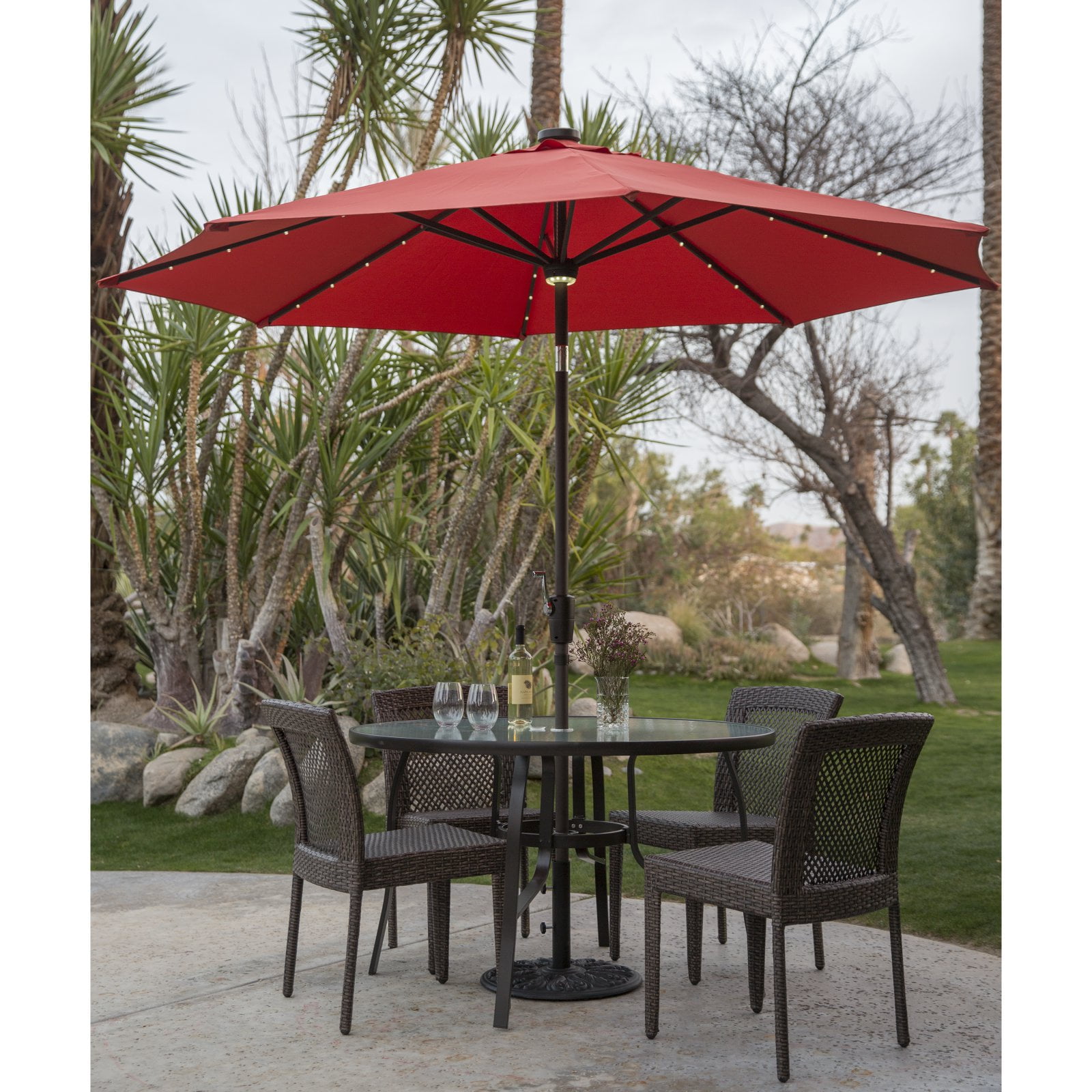 C Coast 9 Ft Steel Solar Lighted Push On Tilt Patio Steel Solar Lighted Push On Tilt Patio Umbrella Com