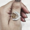thumbnail image 4 of Natural Citrine Ring, Rough Citrine Crescent Moon Adjustable Ring, November Birth, 925 Sterling Silver, Womens Ring, Christmas, Thanksgiving, Handmade, Statement Jewelry, Rough Gemstone Jewelry, 4 of 5