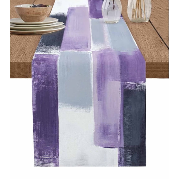 Moroccon Table Runner 72 Inches, Purple Gray Bed Runner Dresser Scarves Tabletop for Indoor Outdoor Parties/Ceremony/Banquet, 14" x 72"